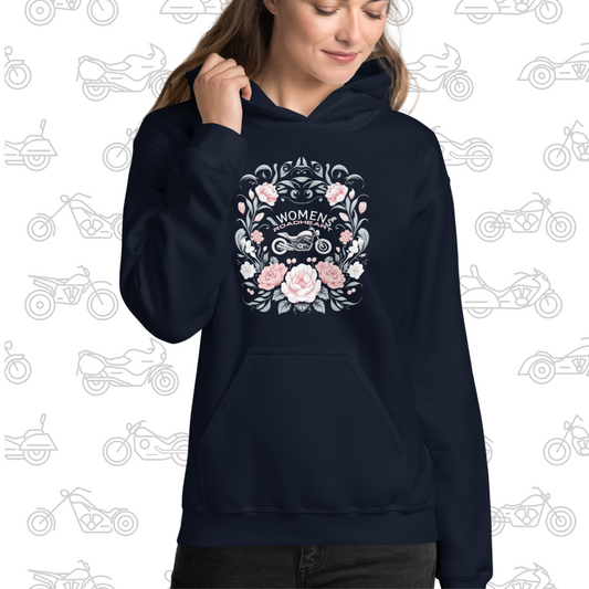 Sweat à capuche hiver moto femme Flowers RoadHeart bleu marine